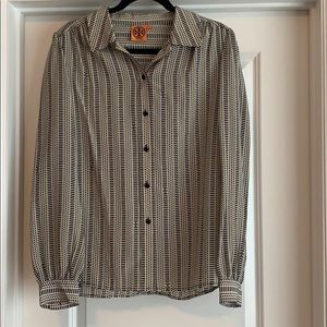 Long Sleeve Navy Tory Burch Blouse. 100% silk